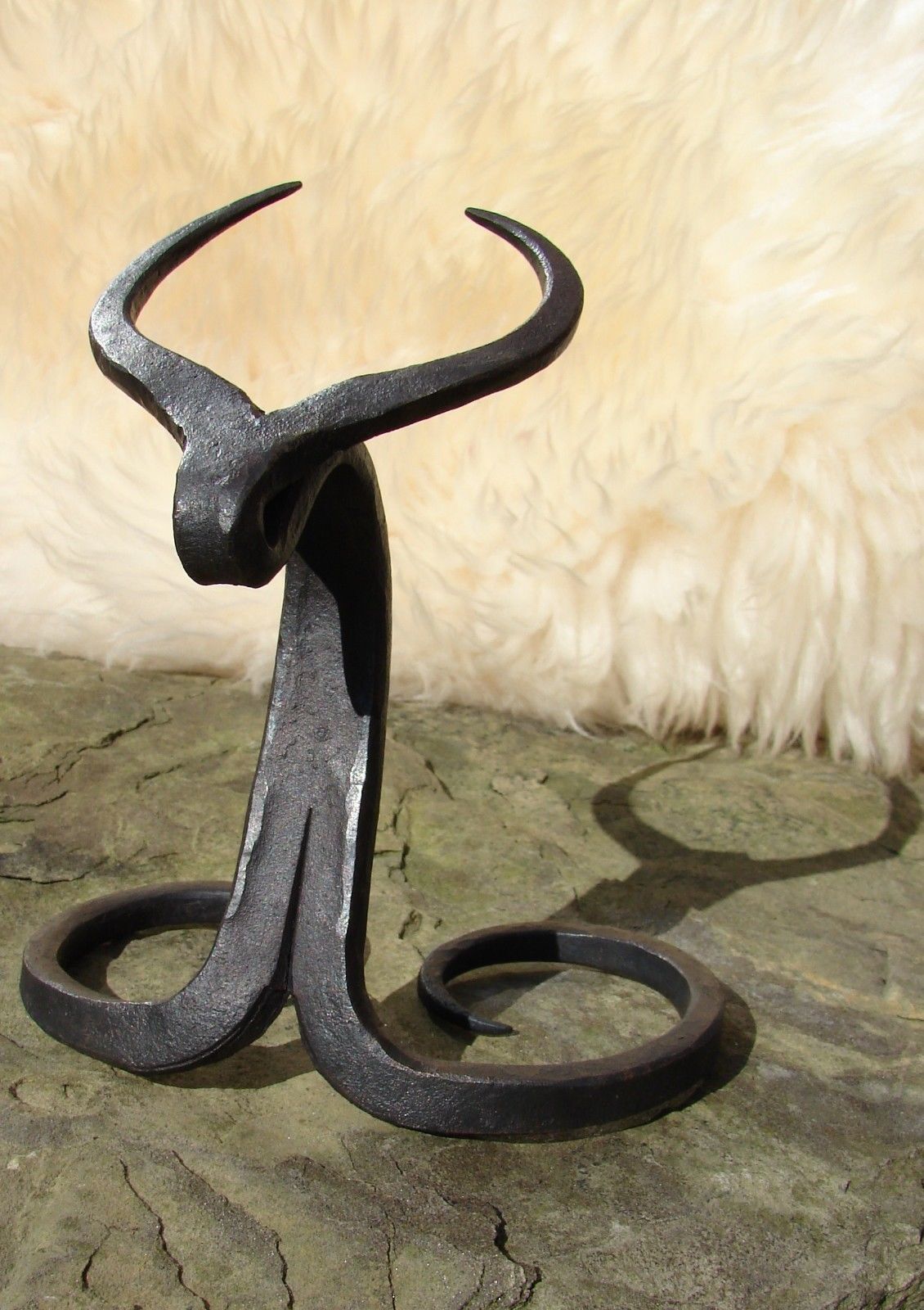 Hand forged Norwegian Viking Drinking horn Iron stand for beer  Christmas