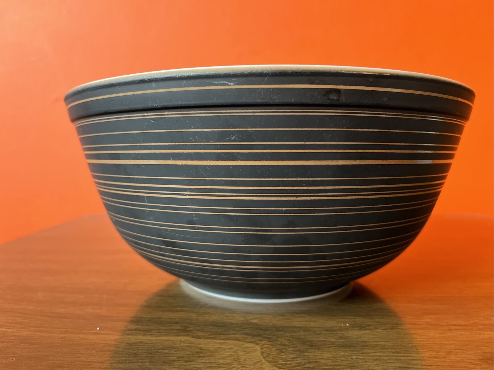 Vintage PYREX Terra Mixing Bowl Black Brown Stripes • 403 • 2.5 Qt