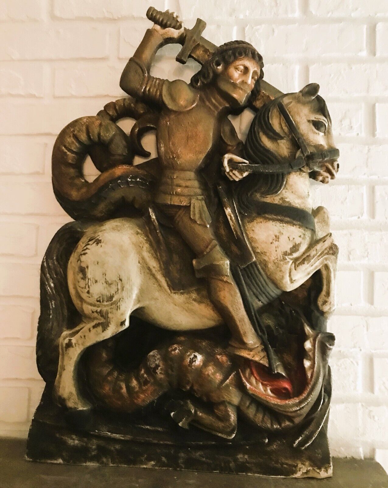 Vintage Wall Hanging of Saint George and the Dragon LARGE