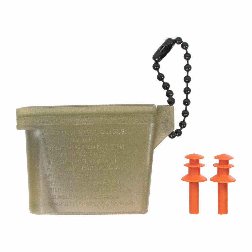 Military Issue Ear Plugs with Case & Chain - Army & Marine Corps Ear Protection