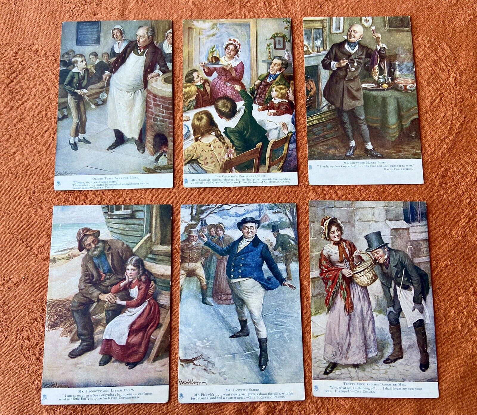 Tuck Postcards Oilette Character Sketches From Charles Dickens Complete Set Six