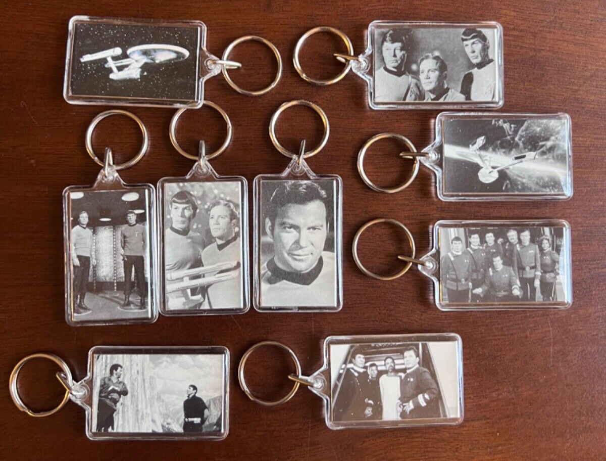 Lot of 9 Reed Productions Star Trek Keychains from TOS and Star Trek V, 1989