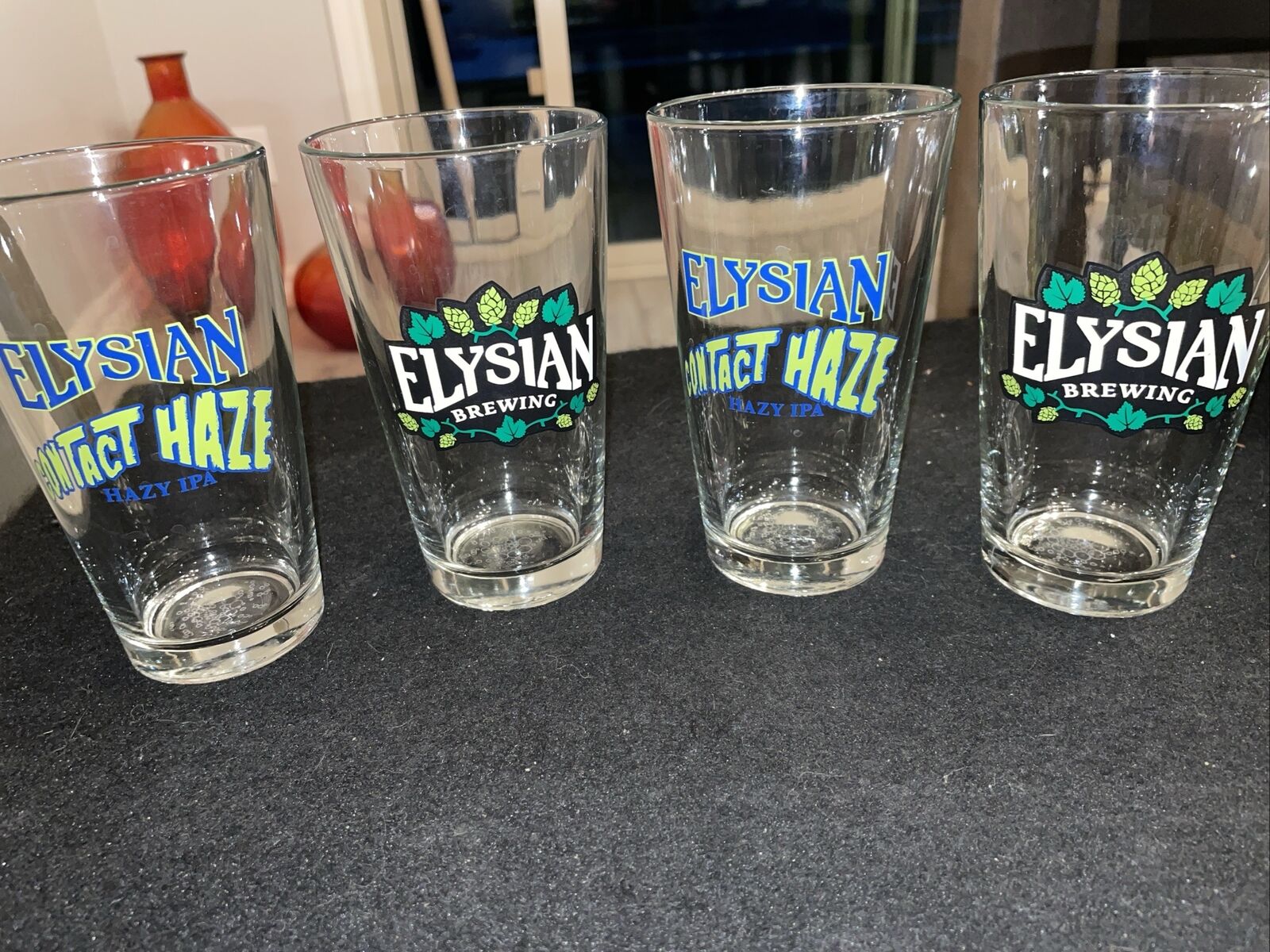 ELYSIAN BREWING CONTACT HAZE HAZY IPA Set Of 4 Pint Glasses Beer Bar Pub Man Cav