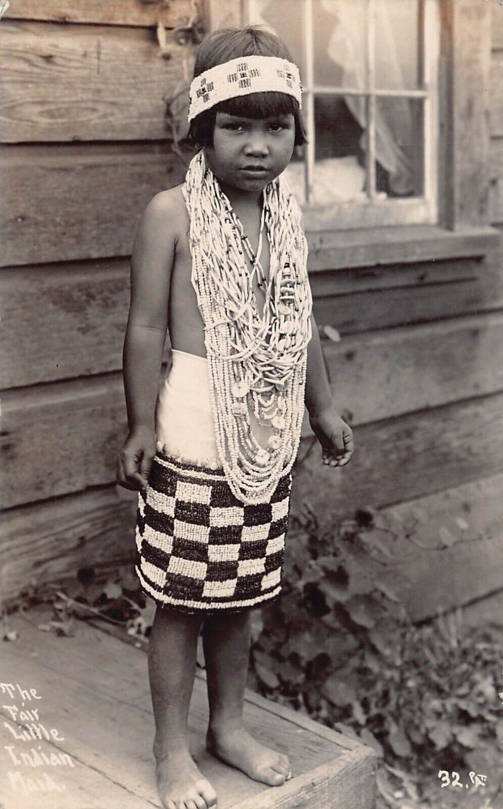 RPPC Southwest Ethnic Girl Beaded Jewelry Dress Gold Beach OR Photo Postcard B38