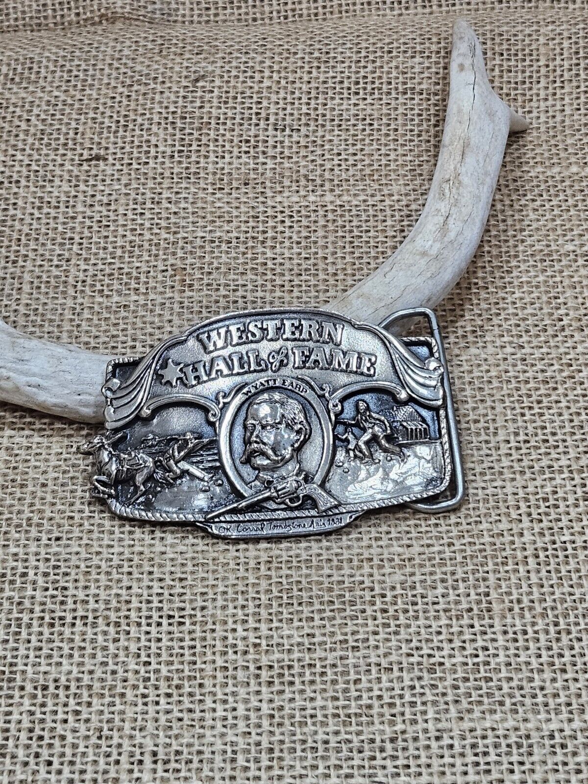 Very Rare Western Hall Of Fame Wyatt Earp Sterling Silver Buckle