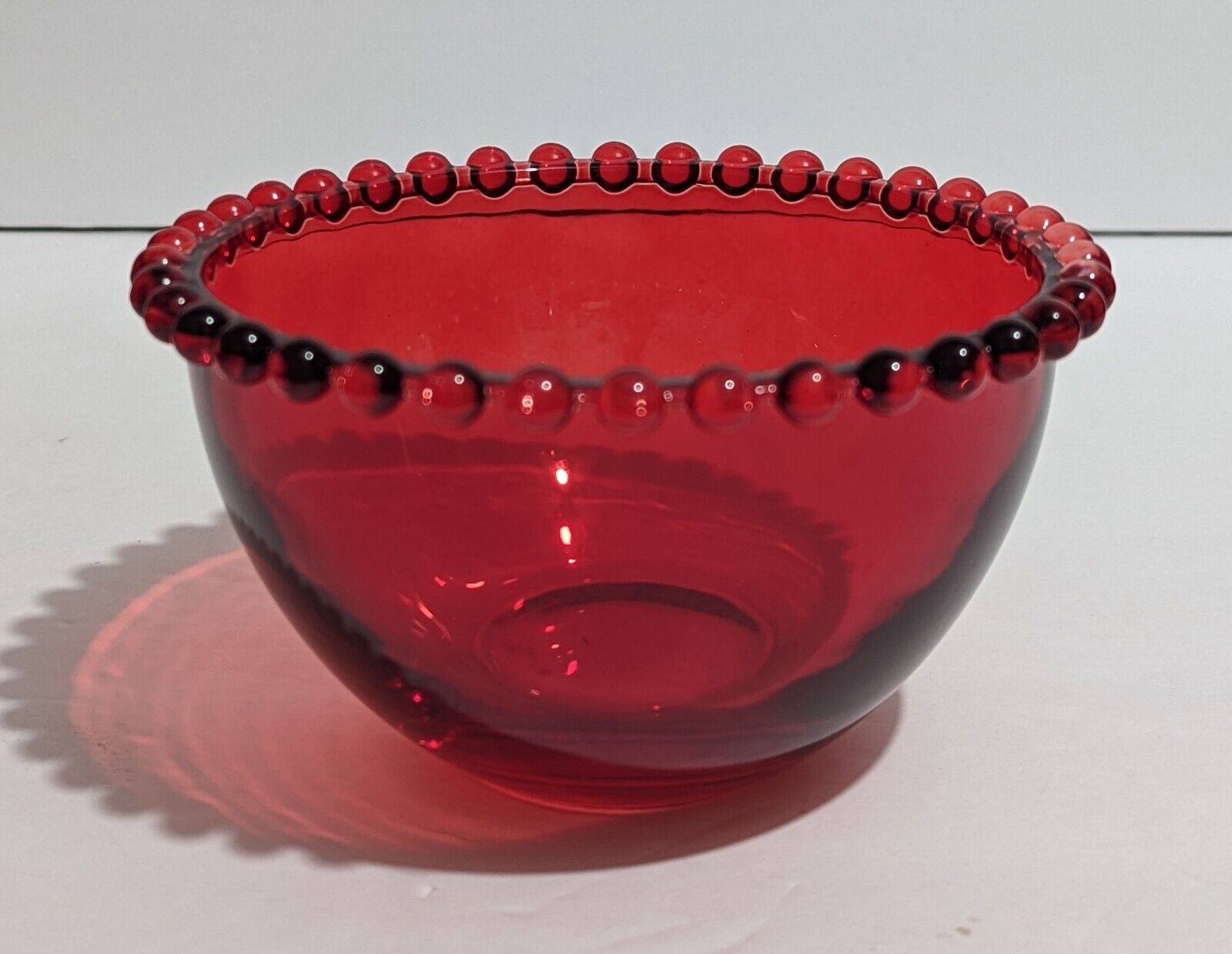 Vintage 5” Candlewick Hobnail Ruby Red Glass Bowl - Candies Nuts Candle Holiday 