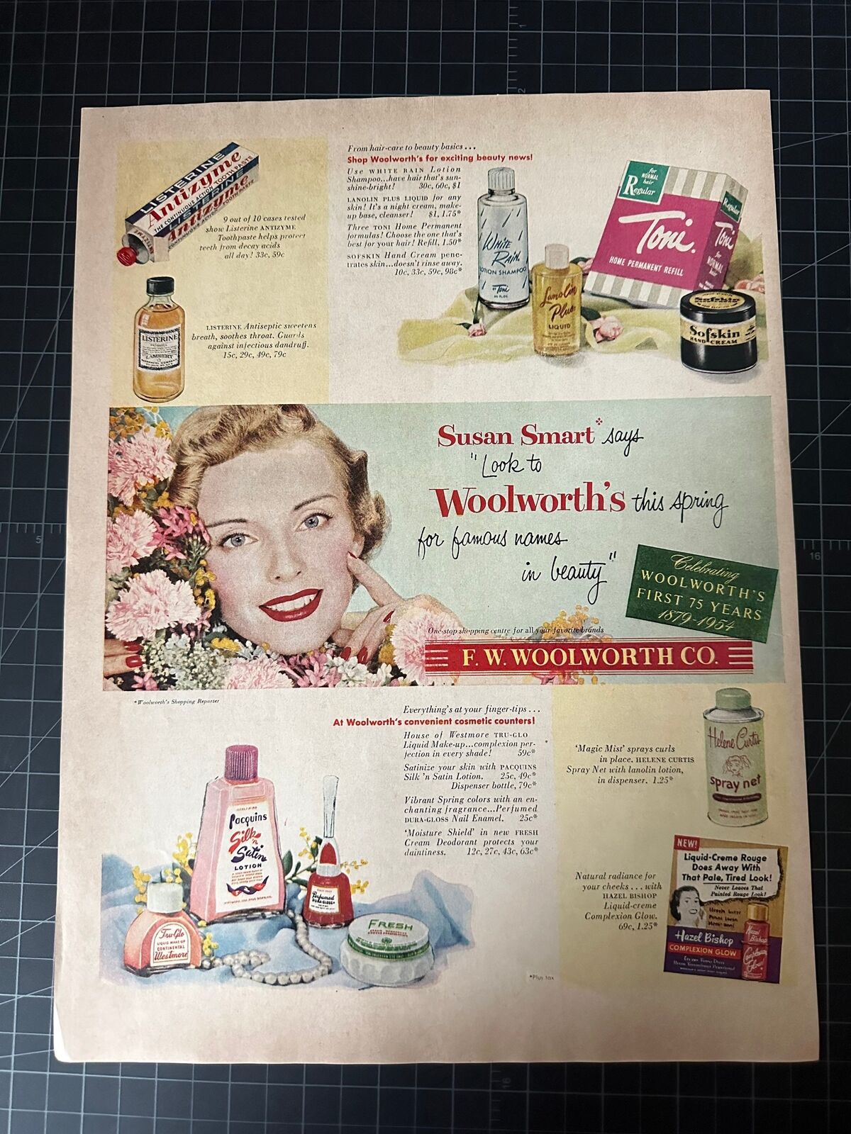 Vintage 1950s Woolworth’s Pharmacy Cosmetics Print Ad