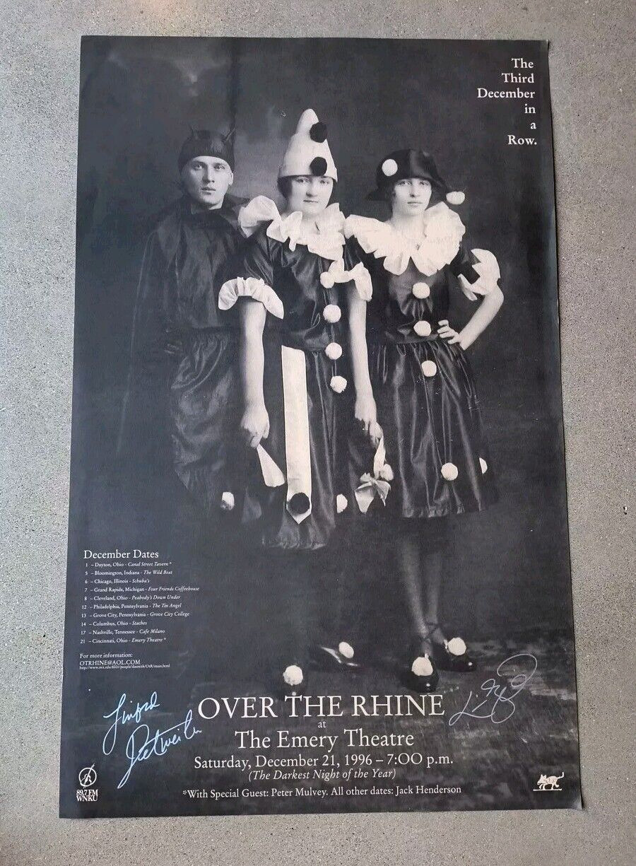1996 Over the Rhine at Emory Theatre SIGNED Tour Poster Darkest Night Scarce