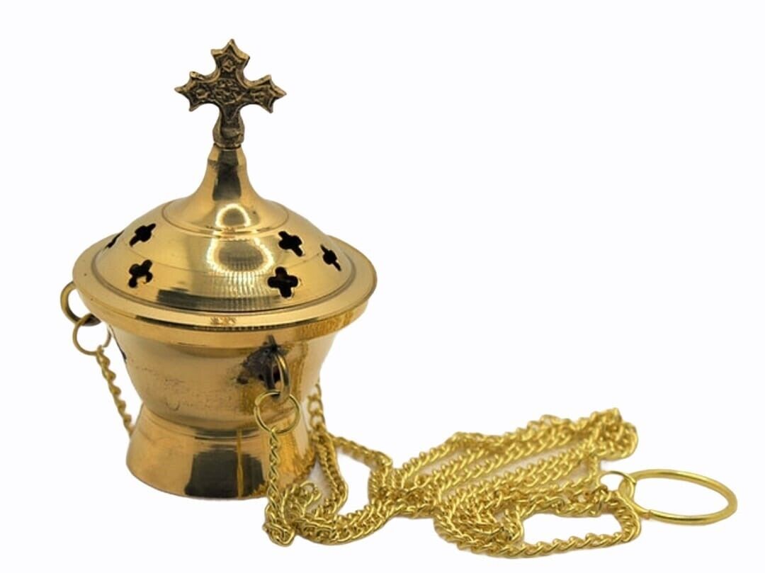 Brass orthodox incense burner hanging or stand on the table very good quality