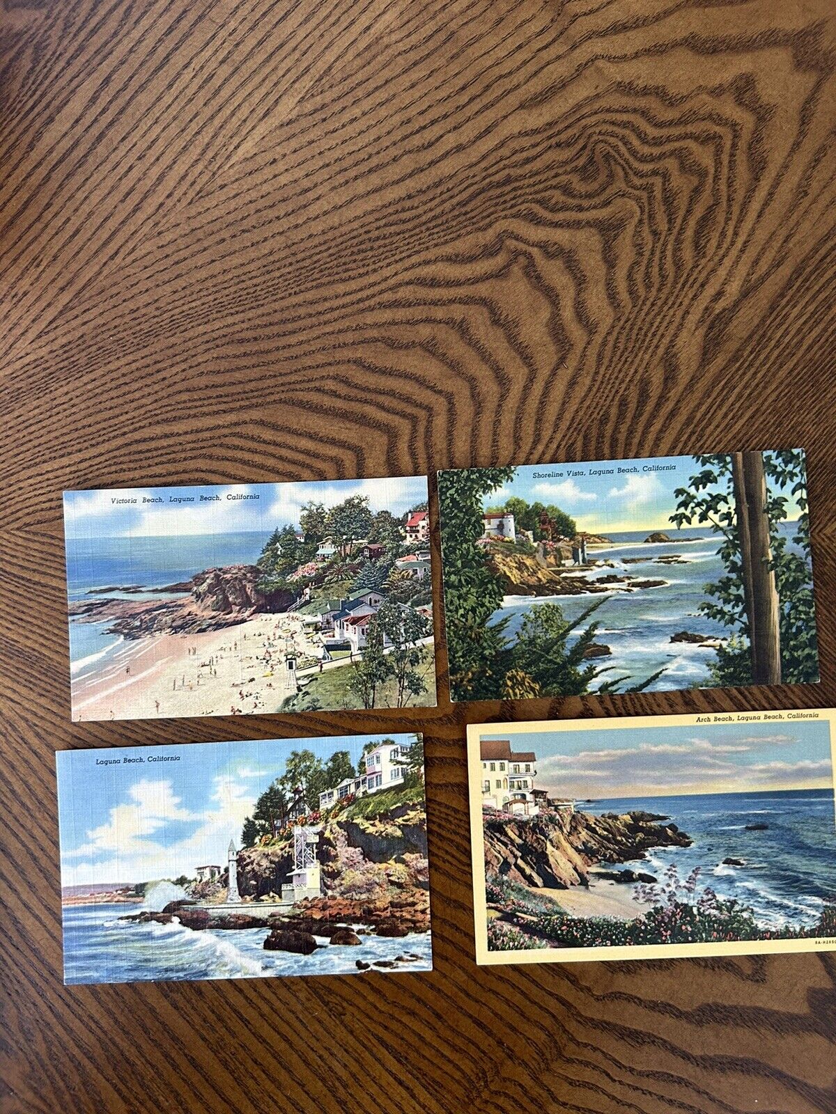 Lot Of 4 Laguna Beach CA-California, Coastline, Antique, Vintage Postcards