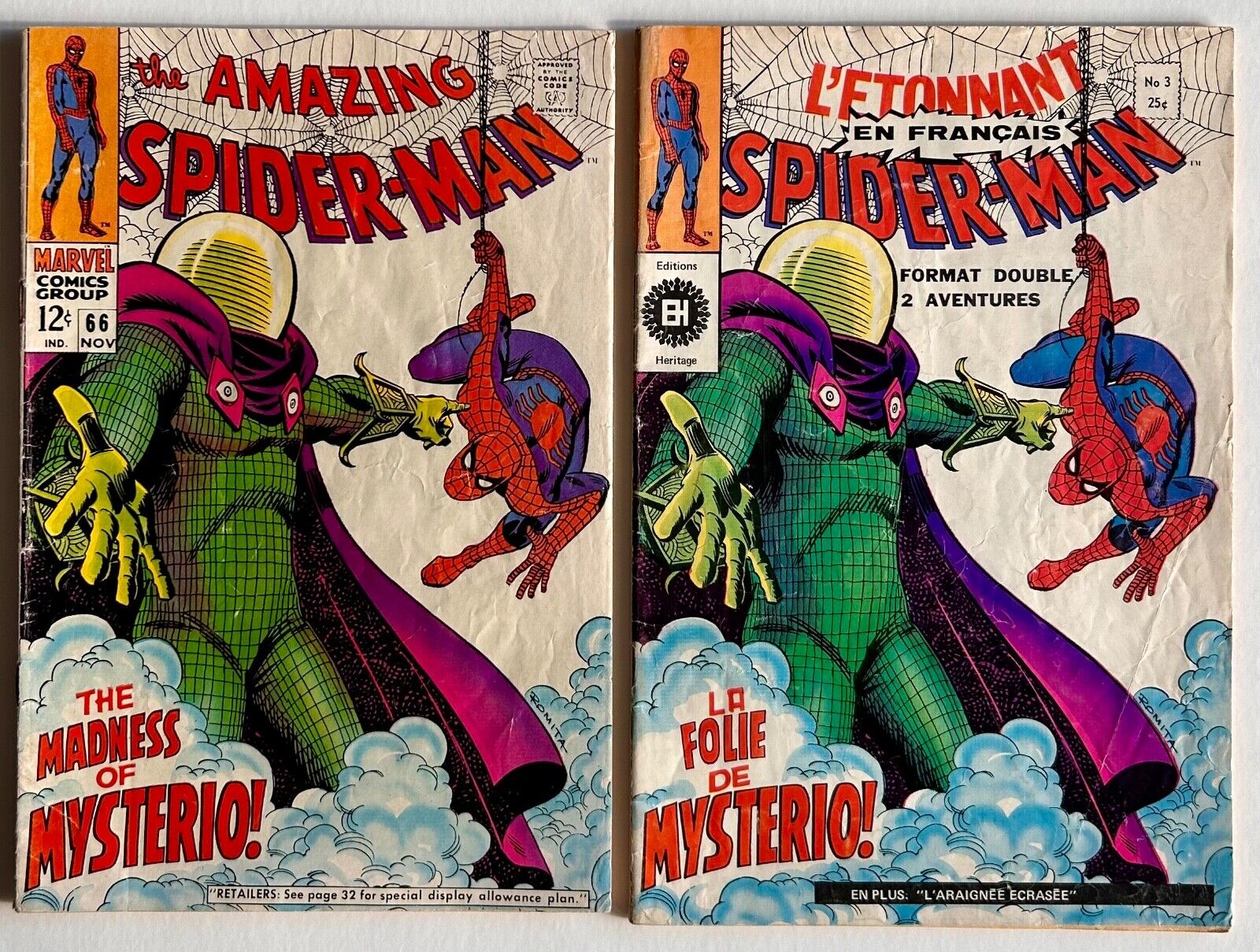 Amazing Spider-Man #66 (1967) + L\'Etonnant Spider-Man (French) Vol. 1 #3 RARE