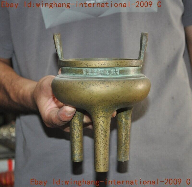 mark China Buddhism temple bronze Joss Incense burner Censer statue