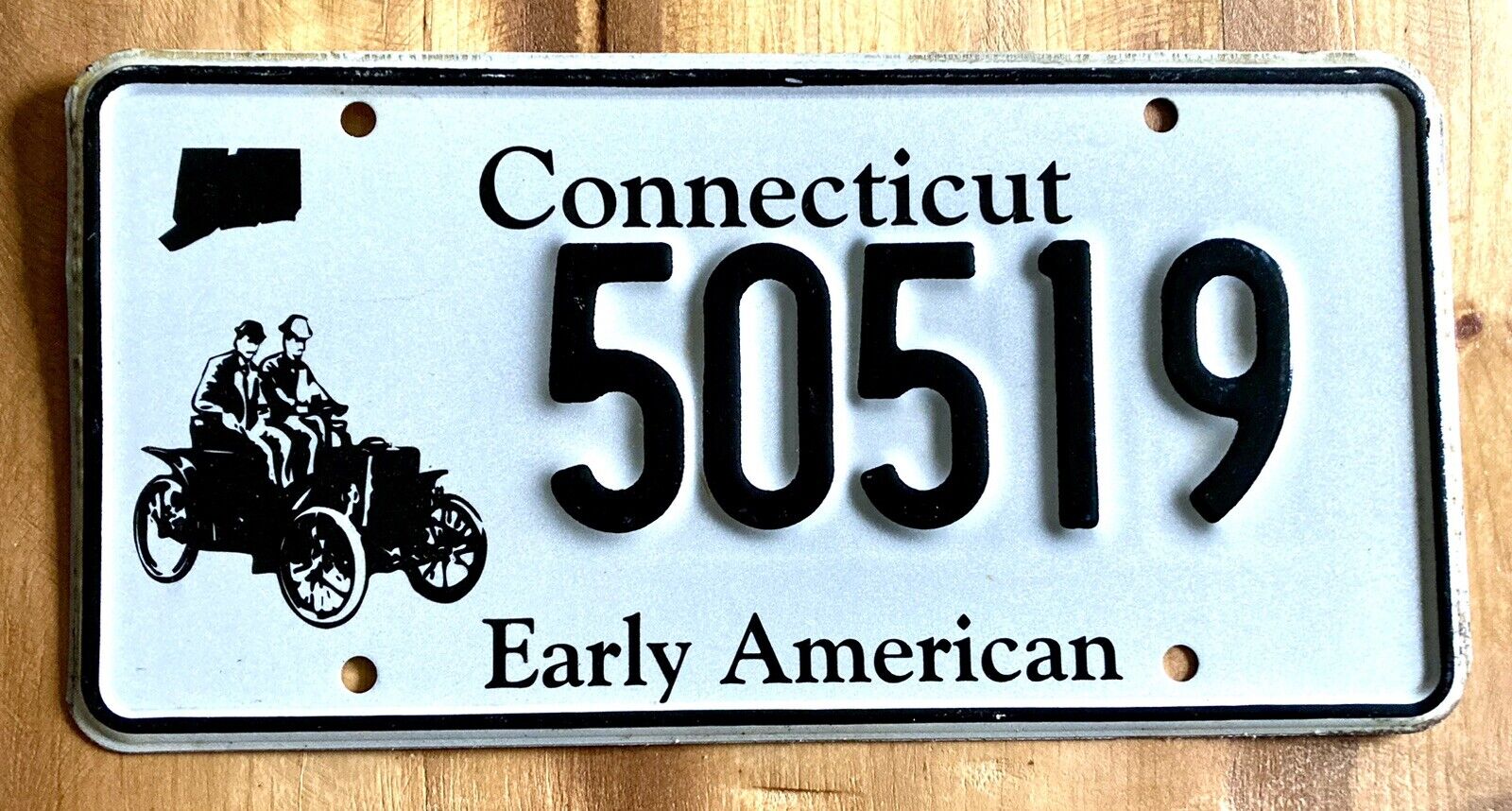CONNECTICUT EARLY AMERICAN LICENSE PLATE CT 50519 VINTAGE PASSENGER EXCELLENT