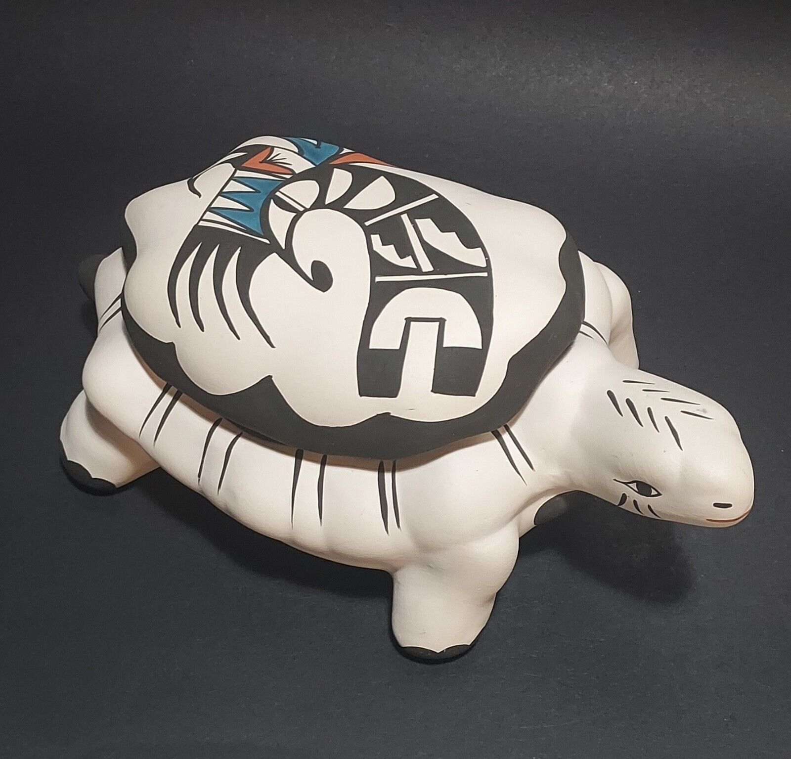 Irene H. Tigua Indian Turtle Lidded Figurine Pueblo Native American Pottery 1990