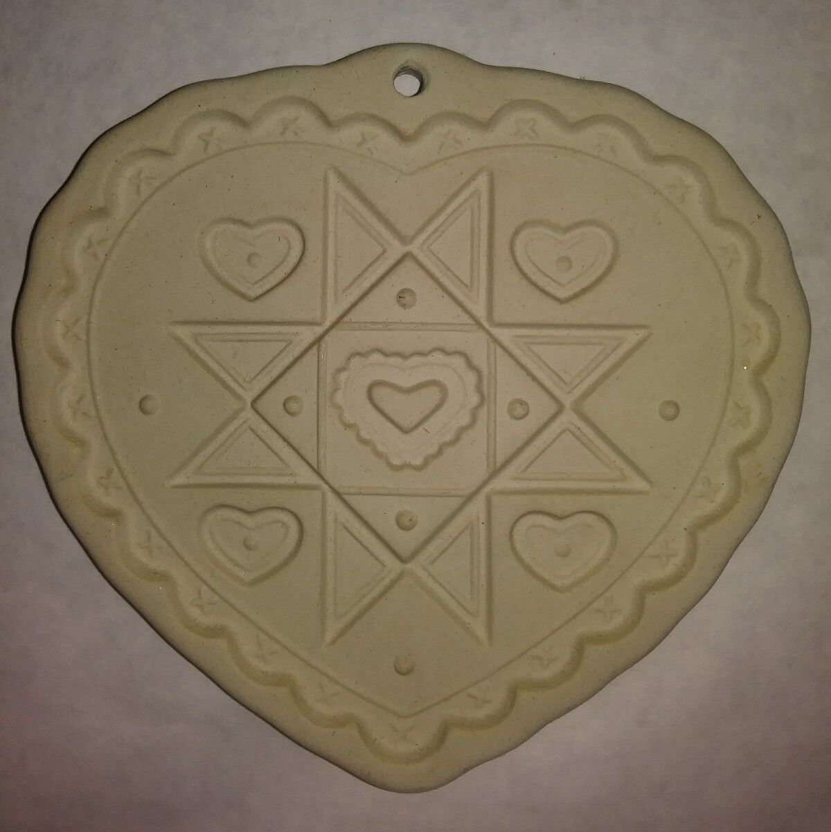 Pampered Chef Cookie Mold Homespun Heart Collectible Stoneware 1993 Vitg Decor