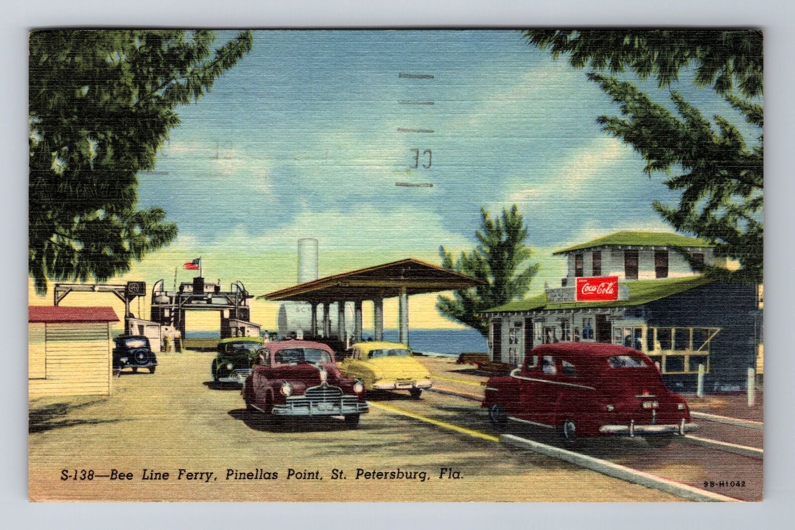 St Petersburg FL-Florida, Bee Line Ferry, Antique, Vintage c1950 Postcard