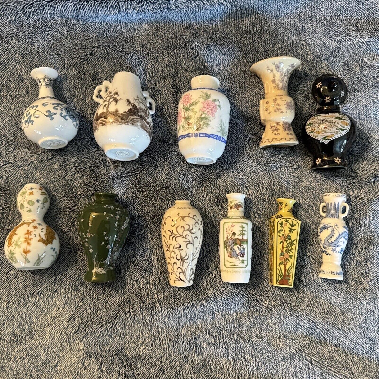 11 Piece Set Franklin Mint Treasures Of Imperial Dynasties Japan Miniature Vases