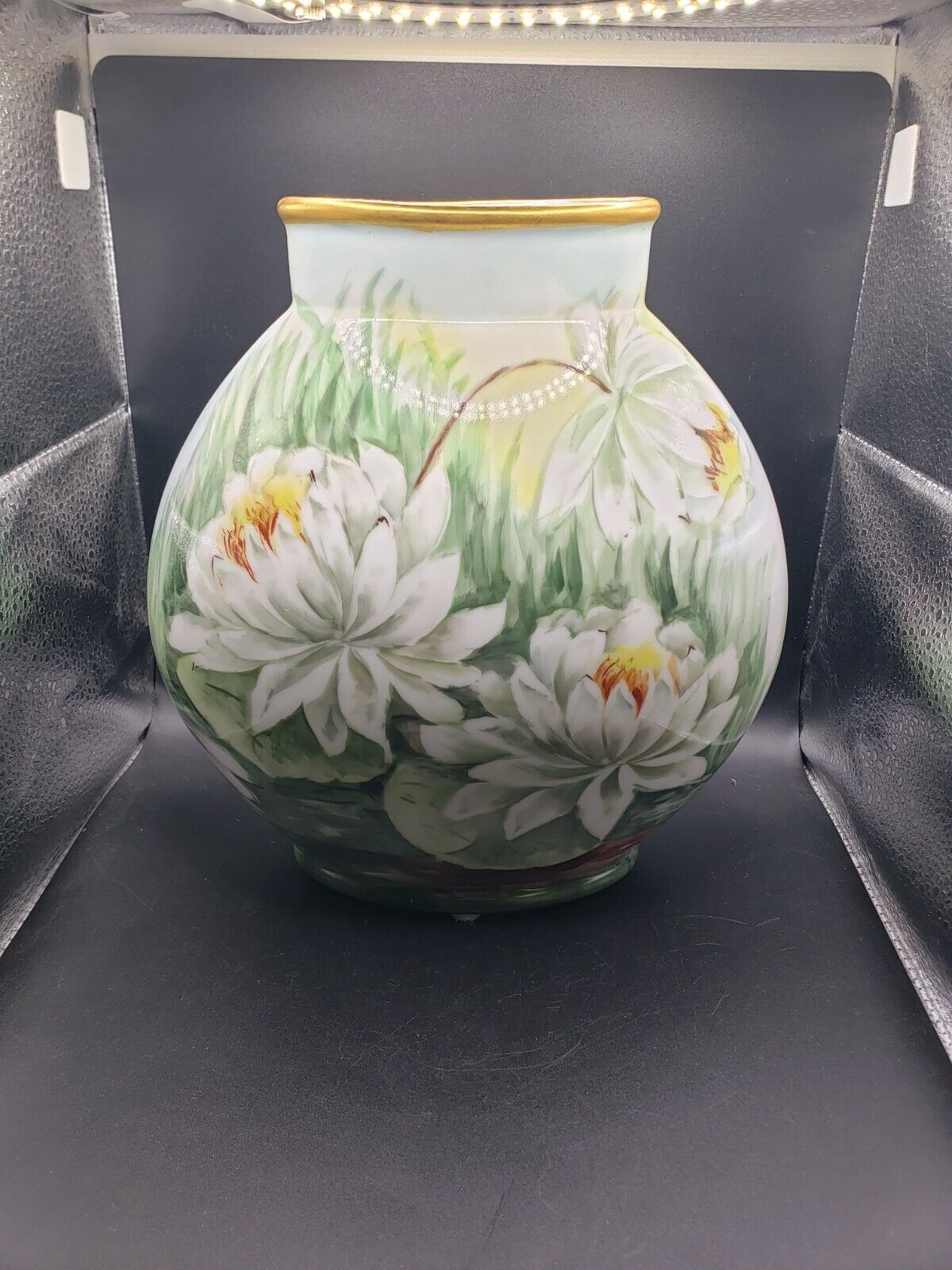 vintage Jean Pouyat Limoges J.P.L. France hand painted flower vase