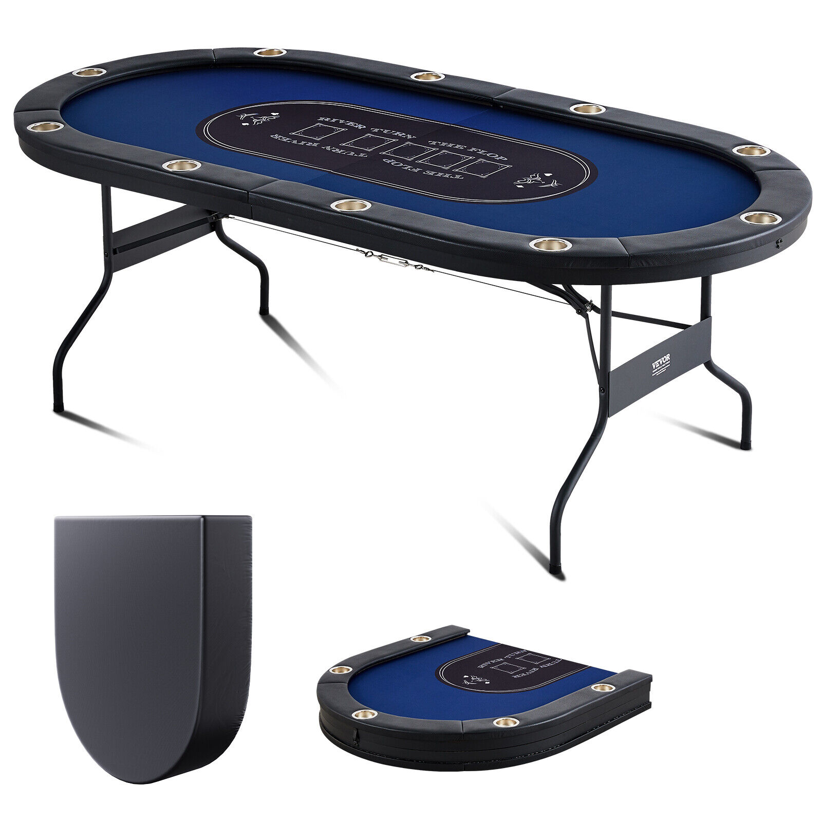 VEVOR 10 Player Oval Foldable Poker Table Casino Blackjack Texa Holdem Table 84\