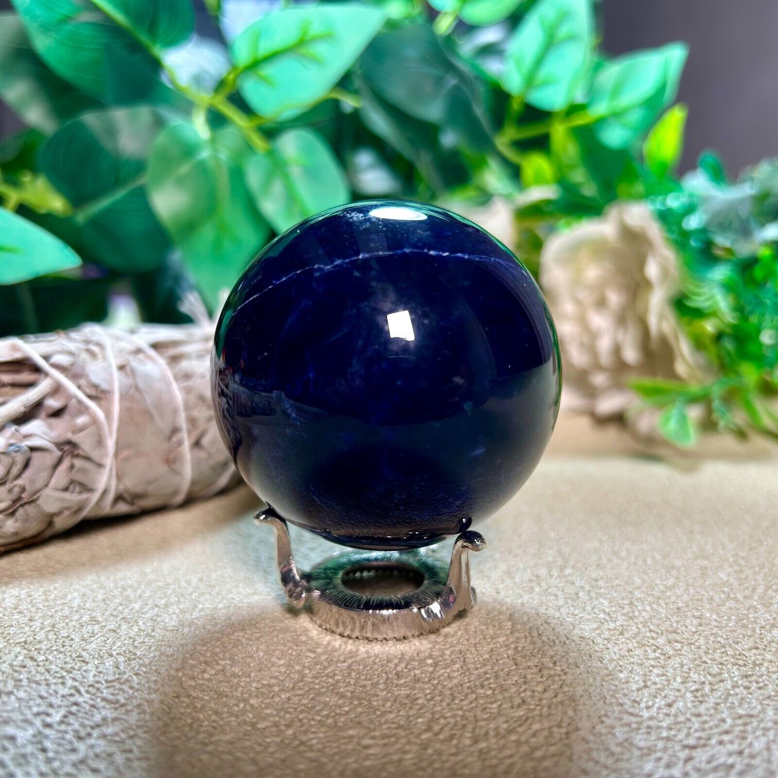 Natural Blue Sodalite Ball Quartz Crystal Home Decor Sphere Reiki Healing Stone