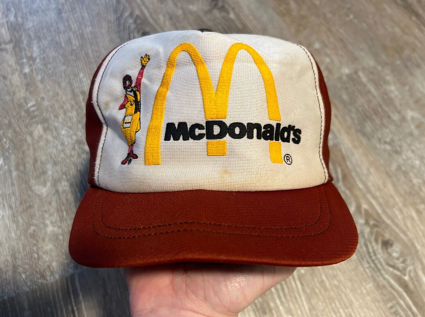 Vtg 80s Ronald McDonald SnapBack Short Bill Employee Hat Challenger McDonald’s