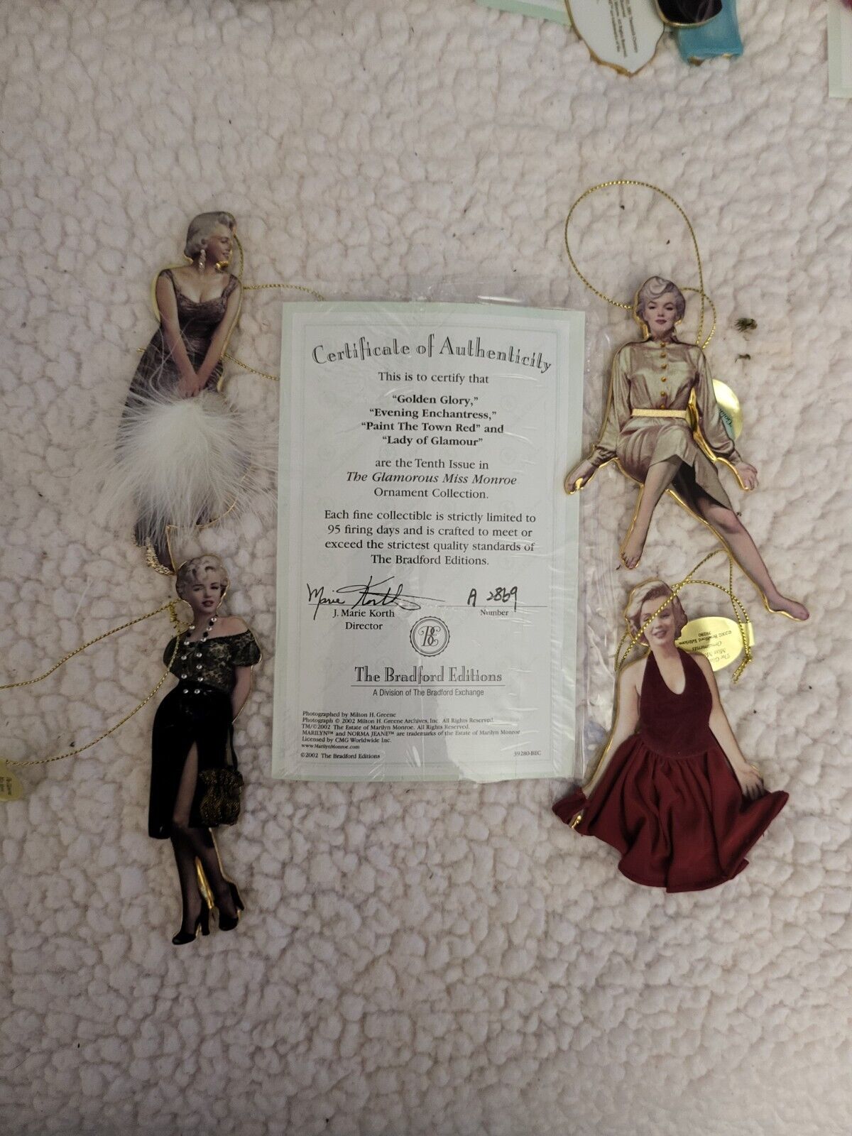 (LOT OF 4) The Glamorous Miss Monroe Ornaments Bradford Editions W/ COA