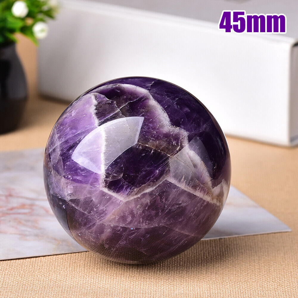 45mm Natural Amethyst Round Ball Gemstone Sphere Healing Crystal Stone