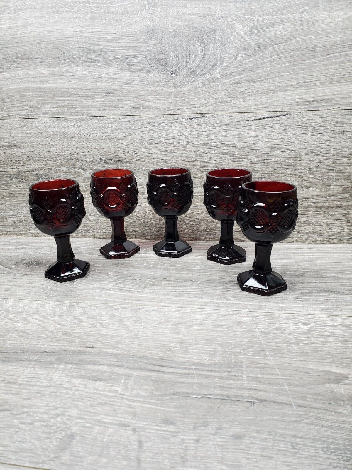 Vtg Ruby Red Cape Cod Small Goblets By Avon Qty 5
