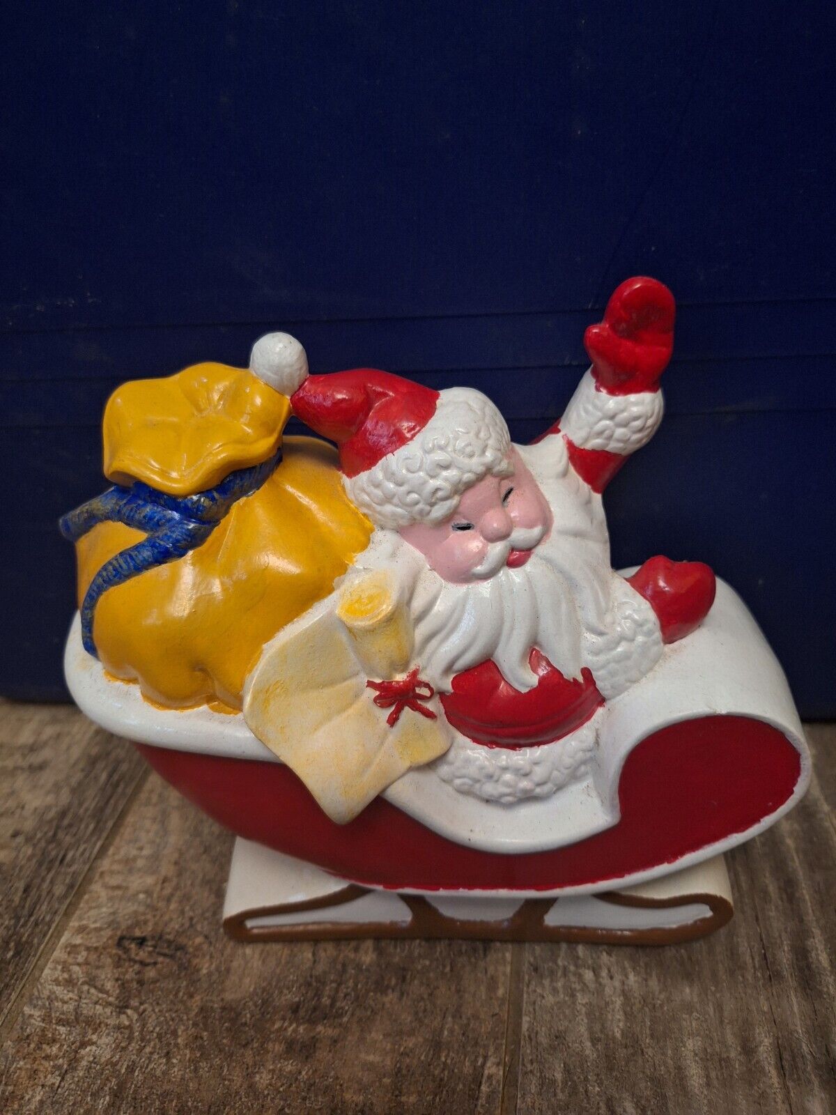 Handpainted Chalkware Vintage Santa’s Sleigh 