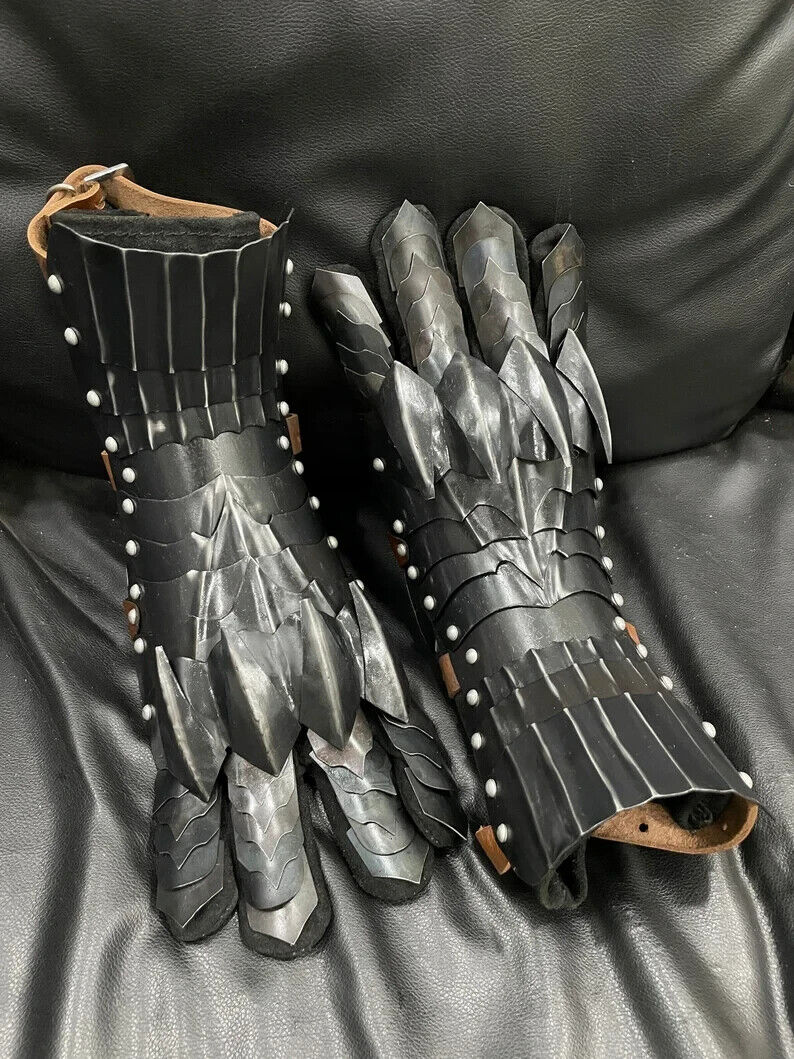 Ring Wraith Costume Knight Nazgul Gloves Black Perfect Gauntlets Gloves