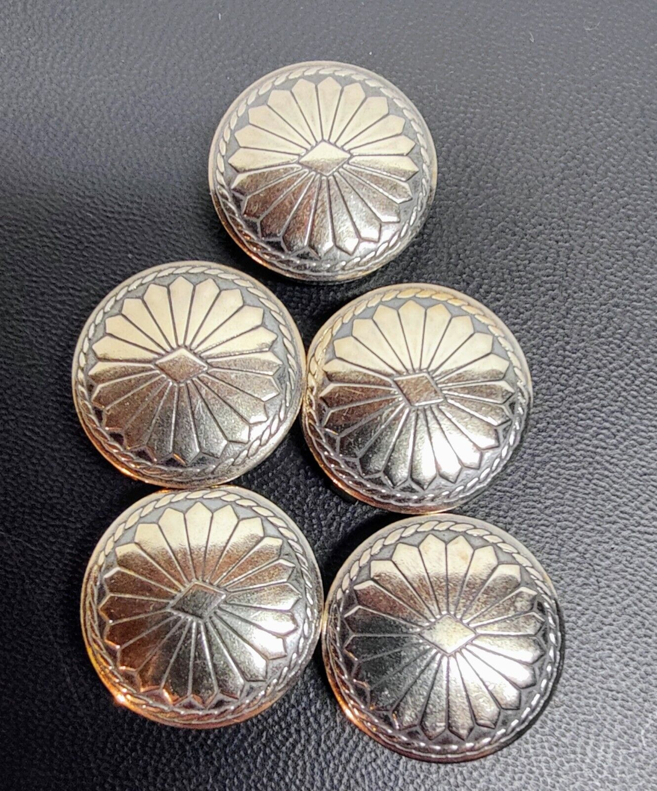 Sterling Silver Southwestern Concho Flower Button Covers Set of 5
