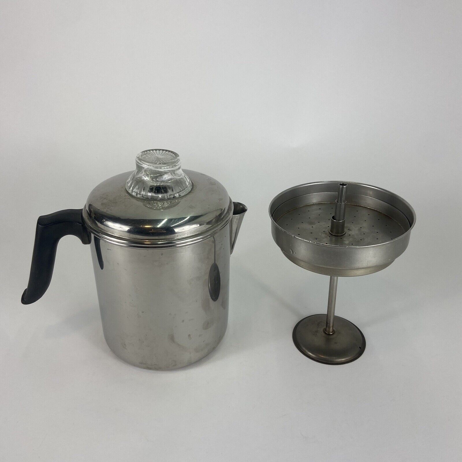 Revere Ware 1801 Stainless Complete Stovetop Percolator Vintage