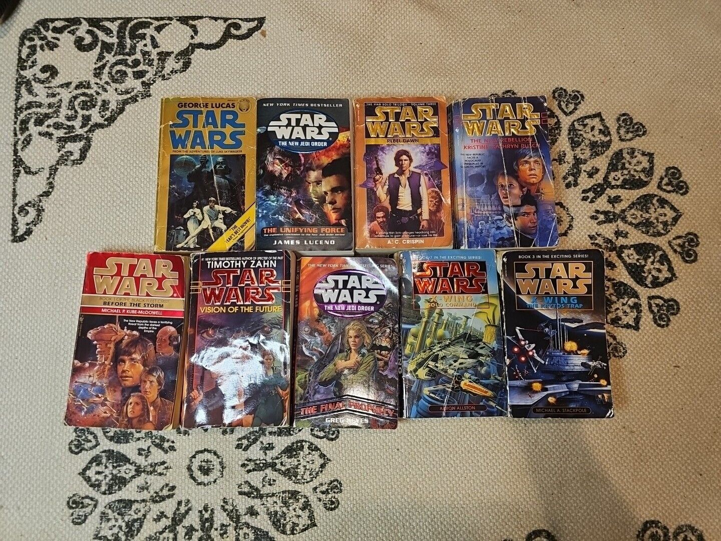 Star Wars Book Lot Of 9 PB Zahn Del Rey Bantam George Lucas Books Keyes
