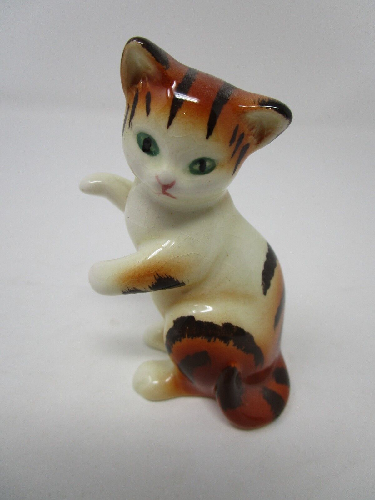 Vintage Goebel W Germany Small Orange Striped Tabby Cat with Green Eyes Figurine