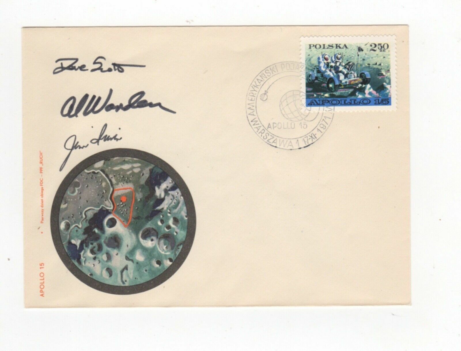 Apollo 15 Dave Scott Al Worden Jim Irwin Crew Signed Autographed First Day Cover