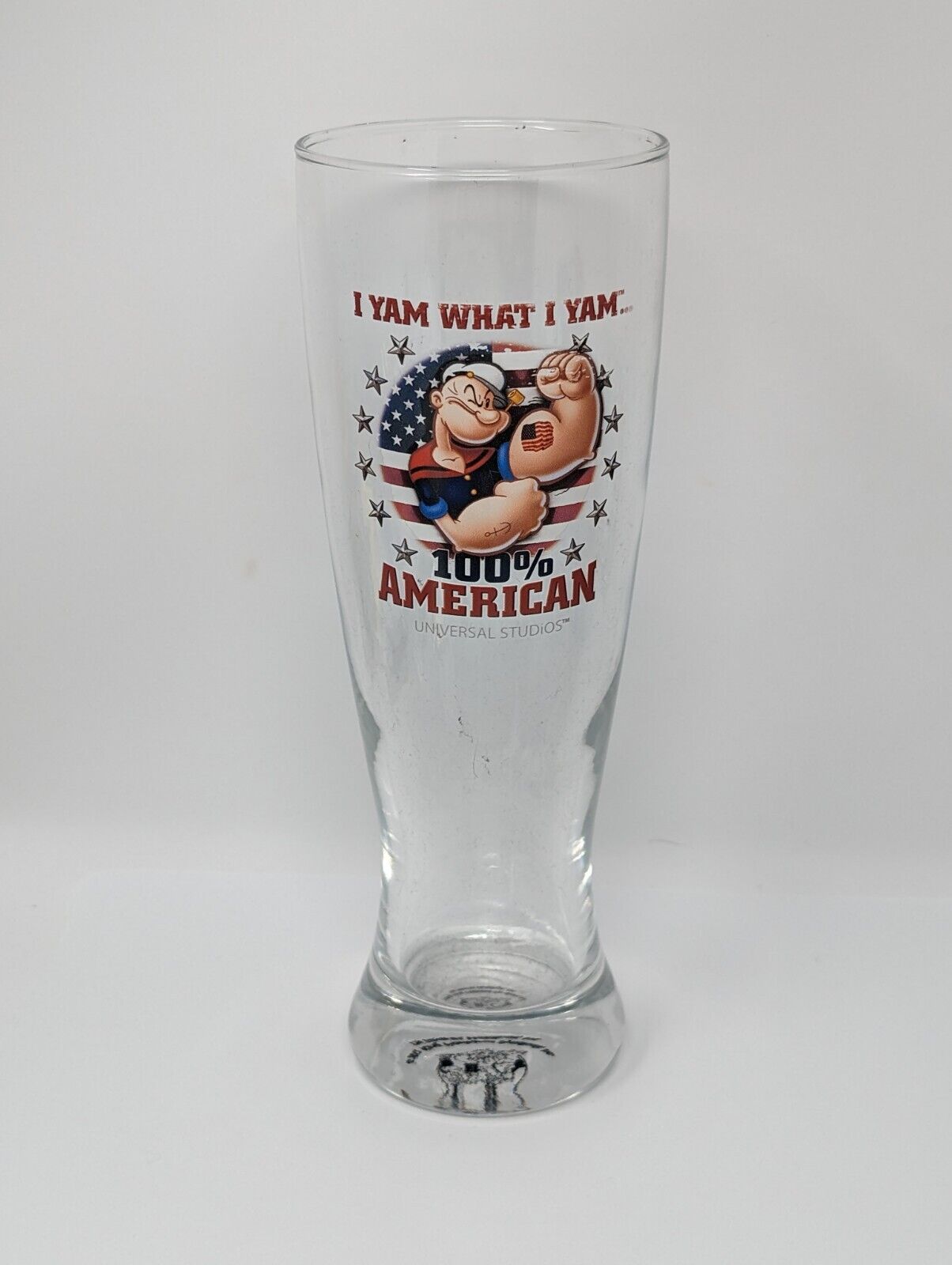 Popeye I Yam What I Yam 100% American Beer Glass Universal Studios