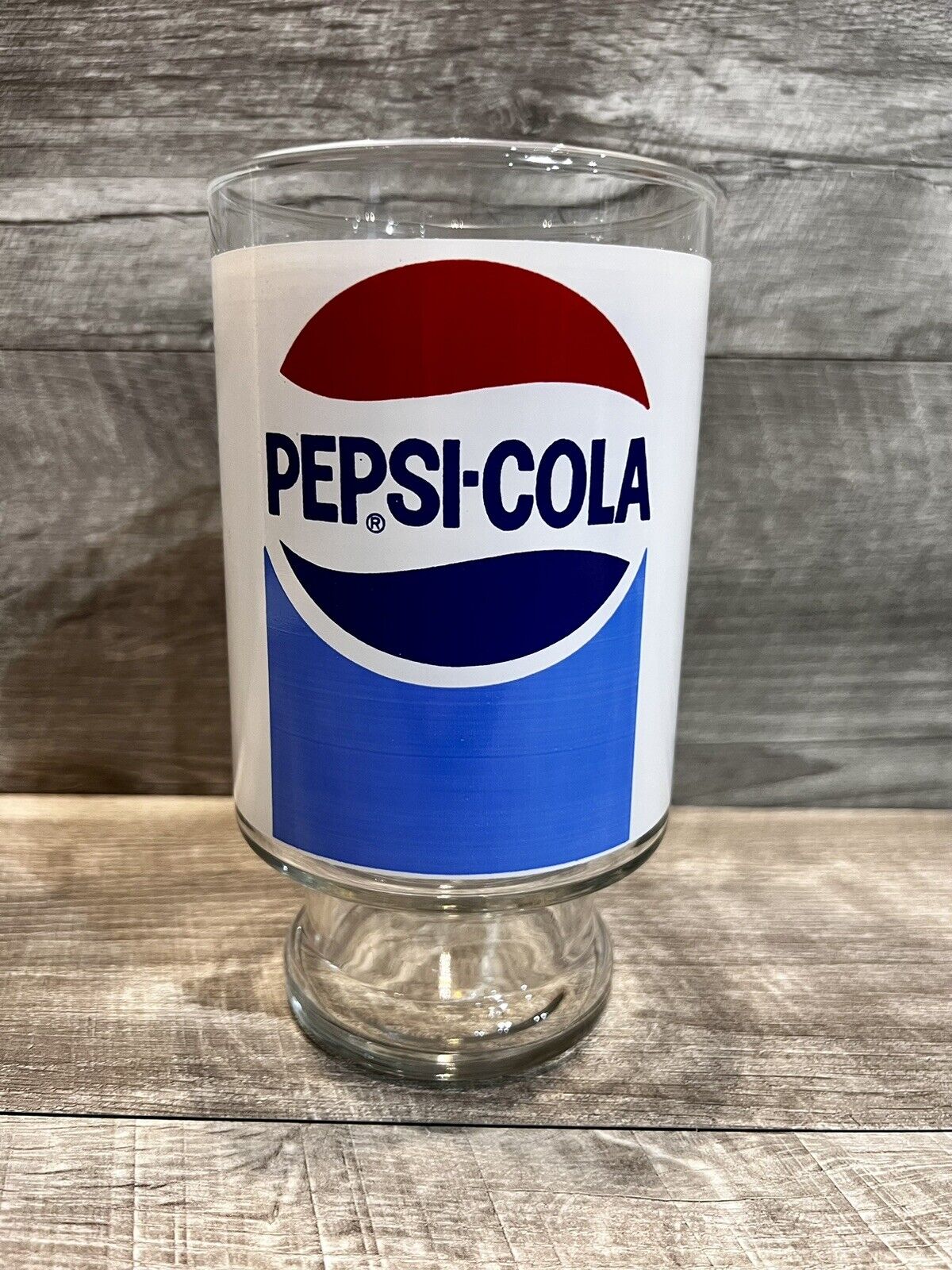 Vintage Pepsi Cola Tumbler Jumbo Large Blue Red Logo Glass Carnival 32 Ounce Wow