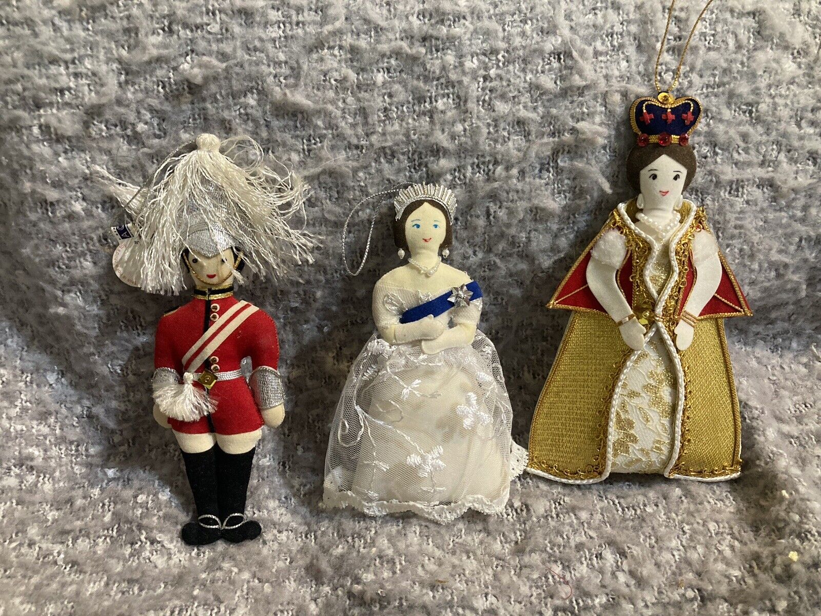3 ST NICOLAS Christmas Ornaments Felt Royal Guard Victoria Queen Elizabeth RARE