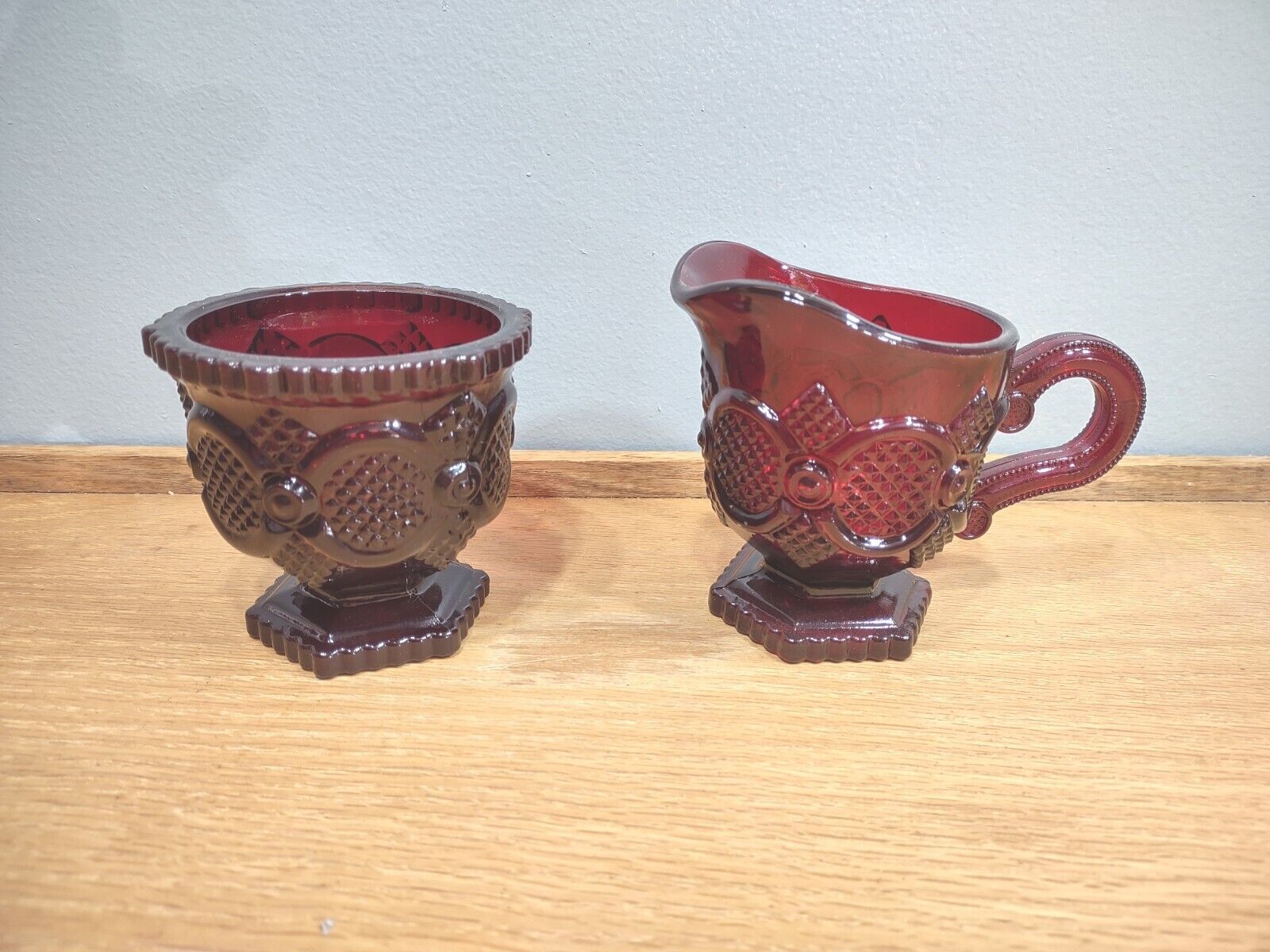 Avon Cape Cod Ruby Red Collection Creamer And Sugar Bowl