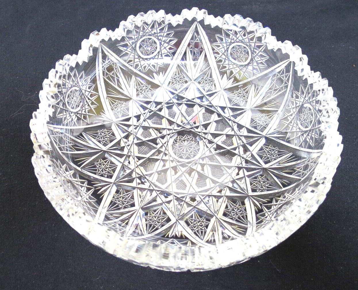 Exquisite American Brilliant Cut Glass Bowl With Intricate and Detailed Design