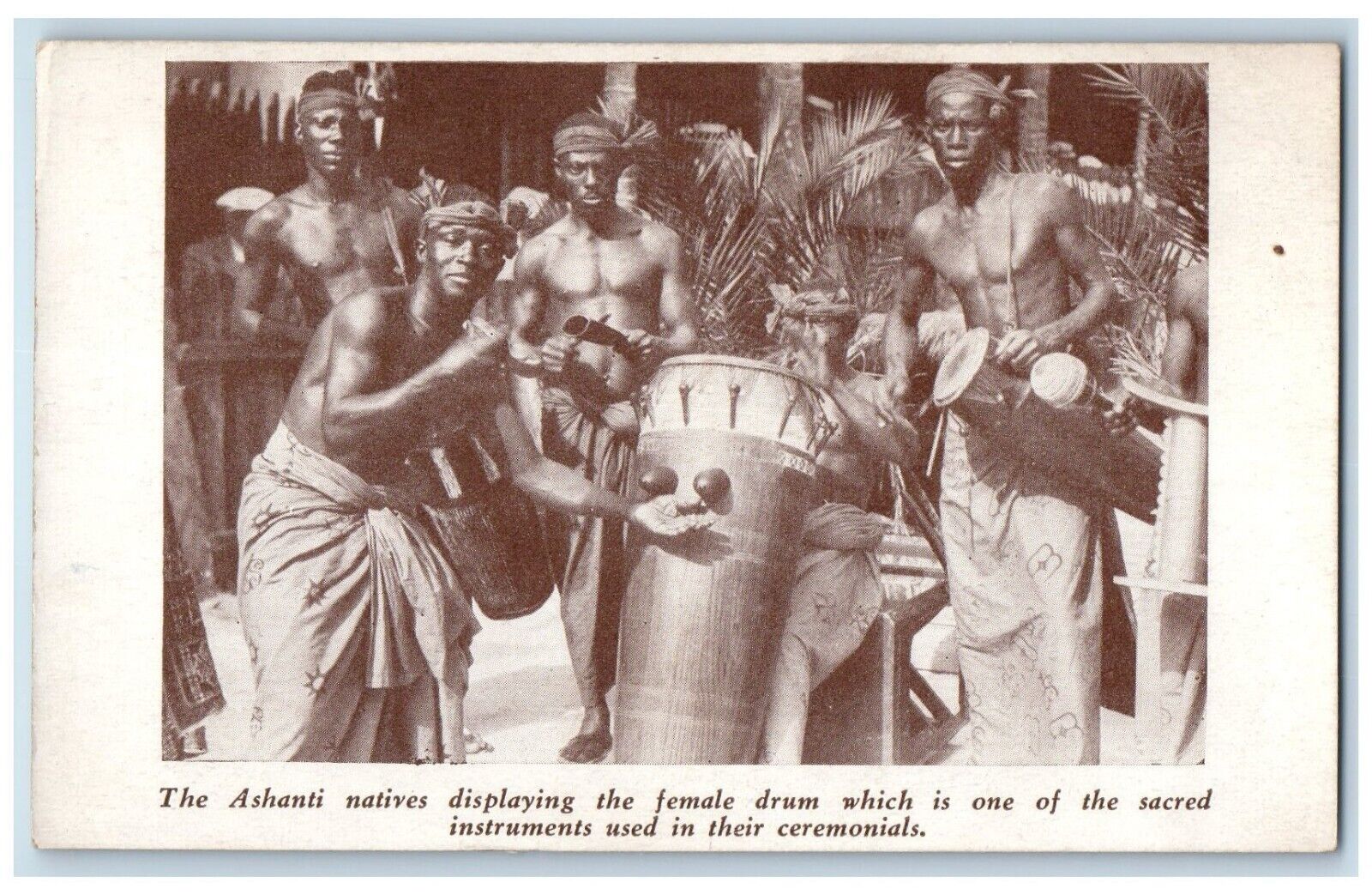 1933 Ashanti Natives Ghana Female Drum Instruments Ceremony Africa Postcard