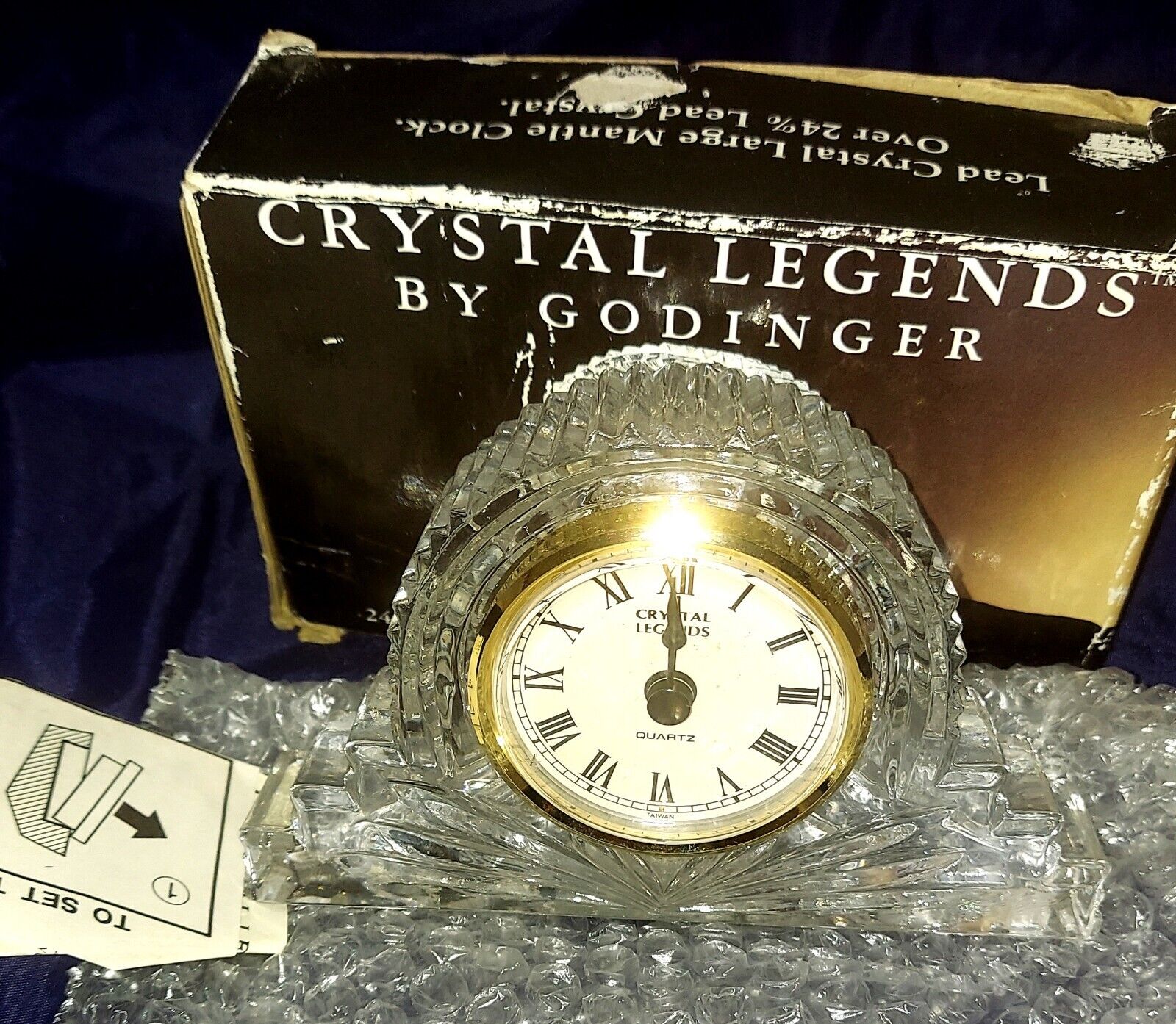 Crystal Legends by Godinger Hand Crafted 24%+ Leaded Crystal Mantel Clock