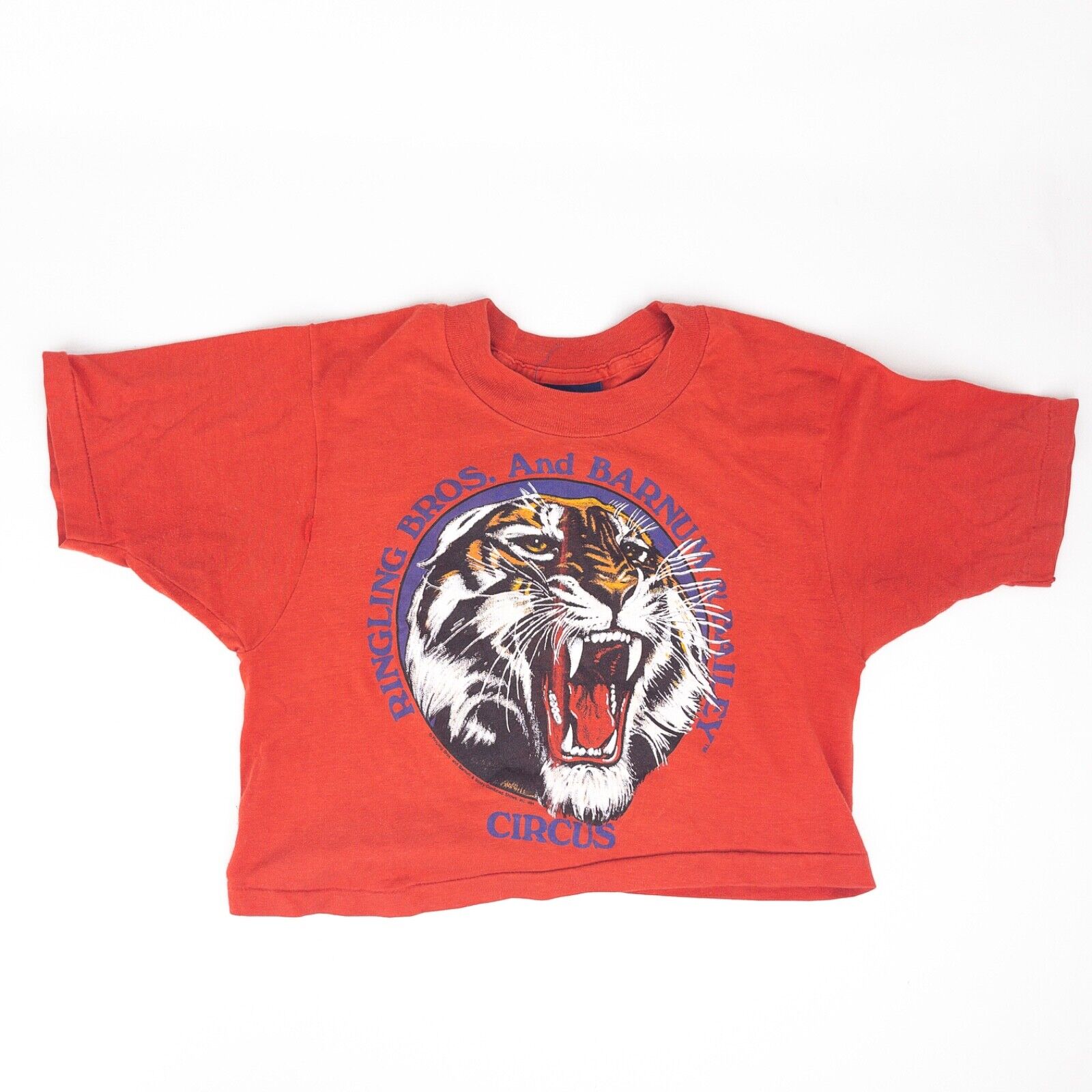 Vtg RINGLING BROTHERS AND BARNUM BAILEY CIRCUS Tiger CROP Top T Shirt Sz S