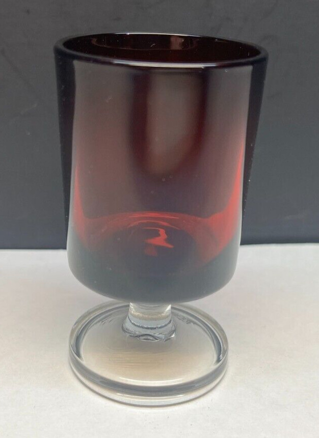 Vintage Luminarc France Cavalier Red & Clear 4 oz Wine Glass