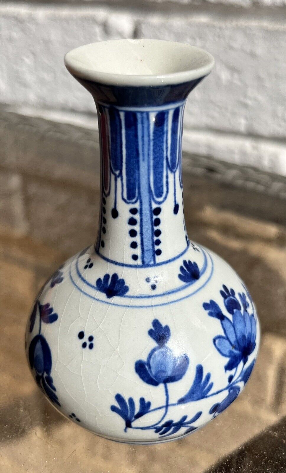 Mini Royal Delft Porcelain Vase Blue & White Floral