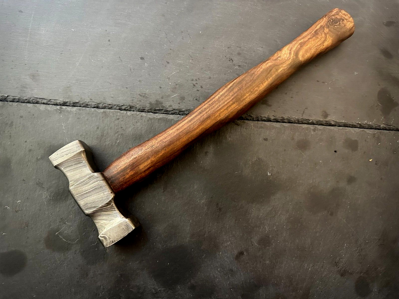 Handmade Damascus Steel Hammer | Wood Handle | Heat Treated | Jayger