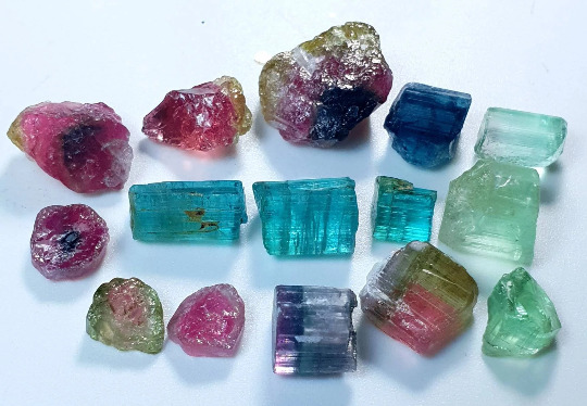 55 Carats Beautiful Mixed Colors Tourmaline Crystals & Rough Grade Good Quality
