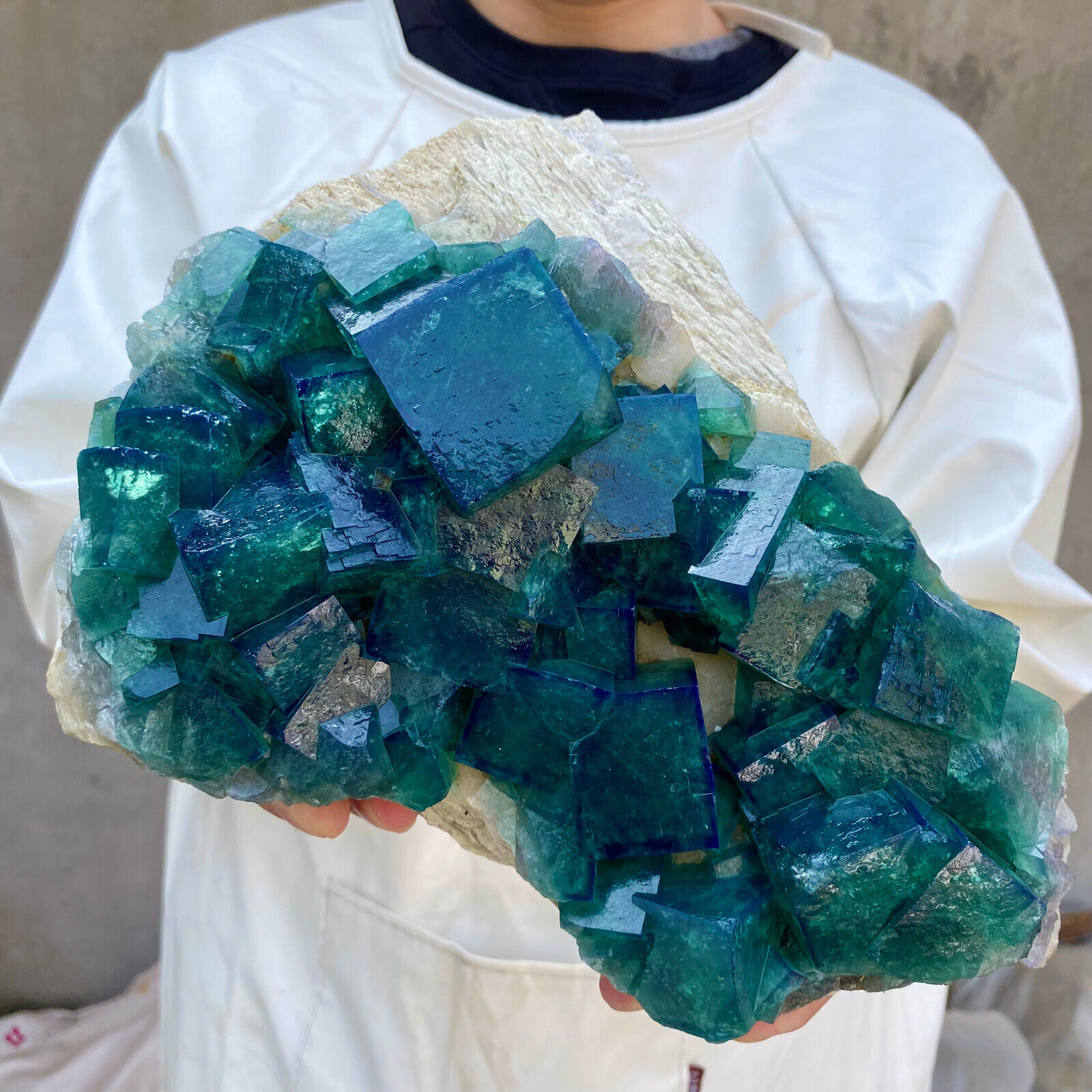 10lb Large NATURAL Green Cube FLUORITE Quartz Crystal Cluster Mineral Specimen