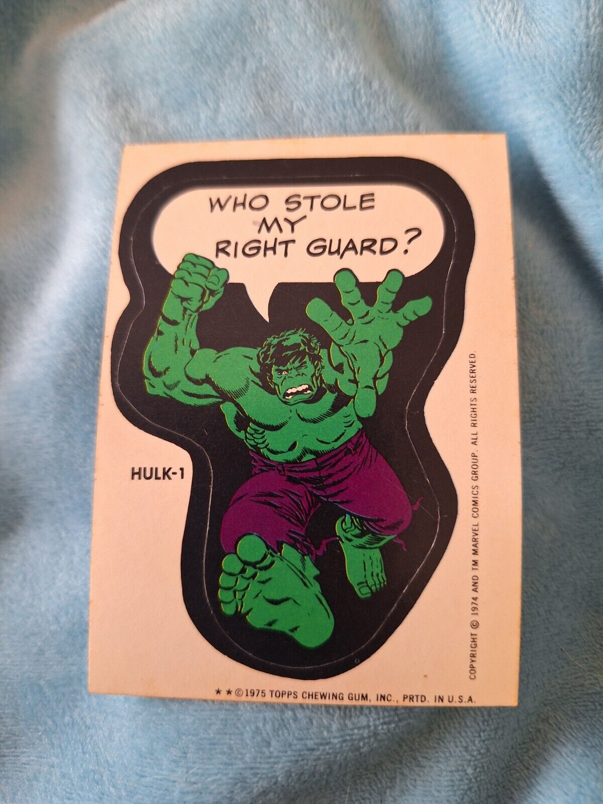 Hulk 1975 Topps Chewing Gum Sticker Marvel Comic Book Heroes