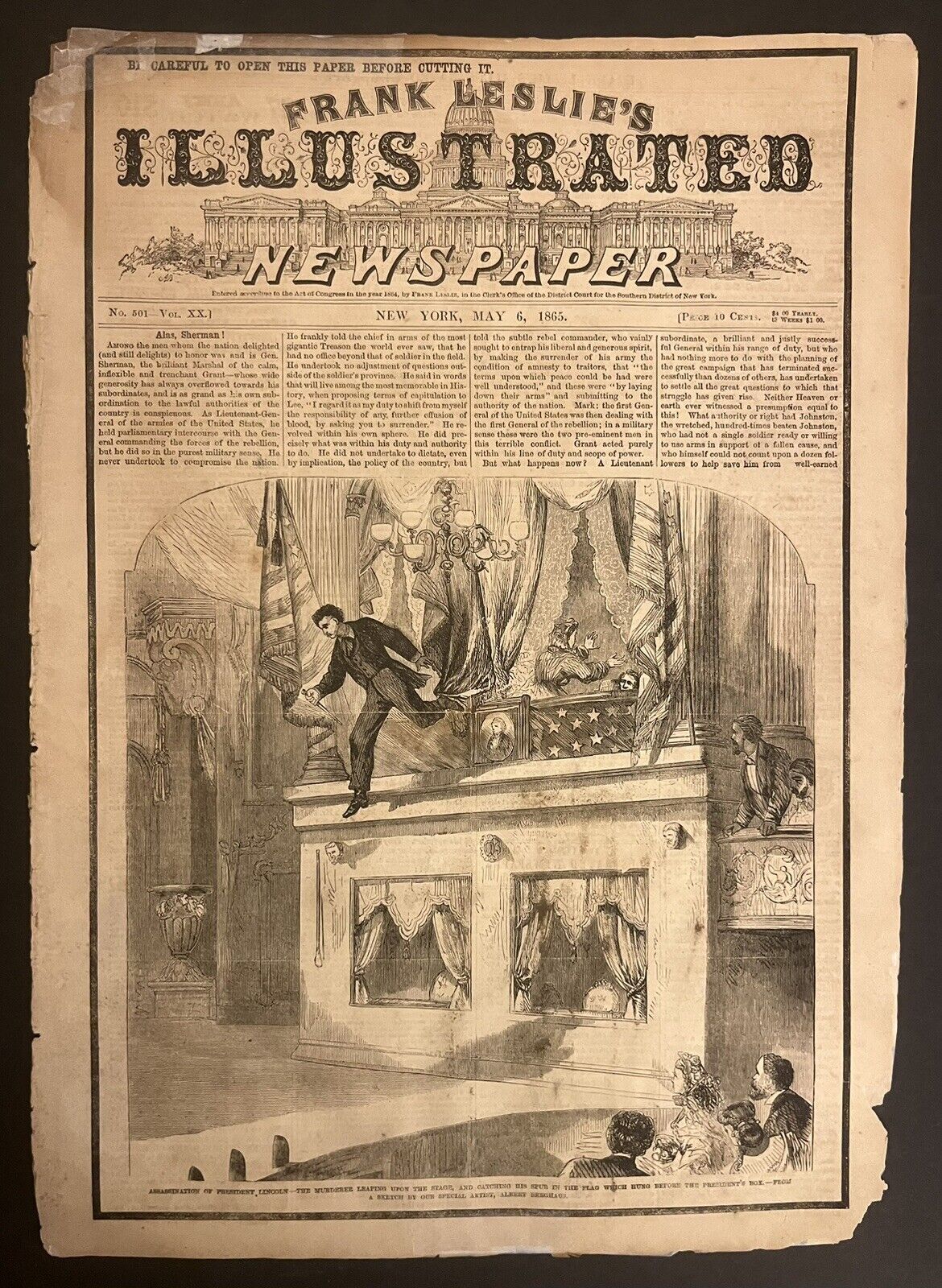 FRANK LESLIE’S LINCOLN ASSASSINATION MAY 6, 1865 ~ 44” 4-PAGE FUNERAL FOLD-OUT